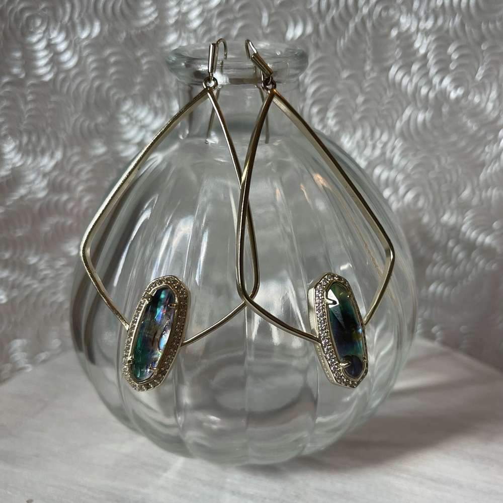 Kendra Scott Arianna Gold Drop Earrings in Abalone Shell - Picture 1 of 4